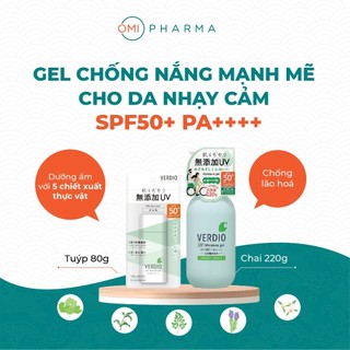 Gel Chống Nắng Dưỡng Ẩm Cho Da Nhạy Cảm Và Cho Trẻ Em Omi Verdio SPF50+ PA++++ (80g)