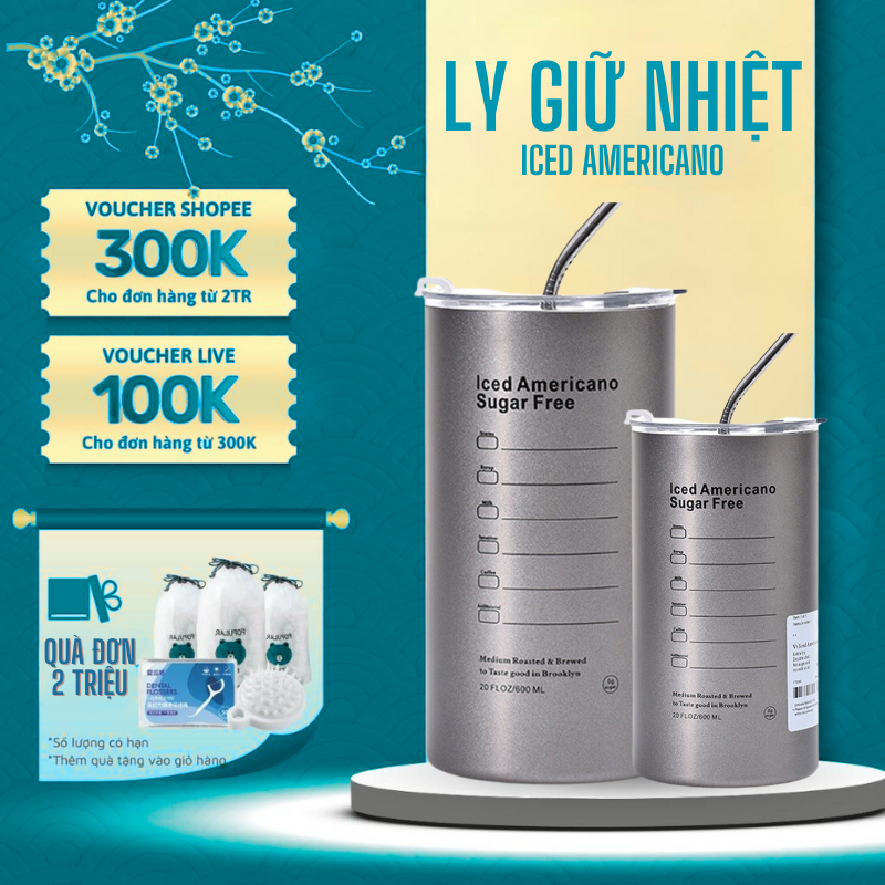 Ly Inox Giữ Nhiệt 600ML Hiện Đại Tặng Kèm Ống Hút Inox 304 Cao Cấp ...