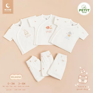 Bộ Sơ Sinh Cộc Tay Cài Lệch Moon Chất Liệu Bamboo Mềm Mại CCL202401