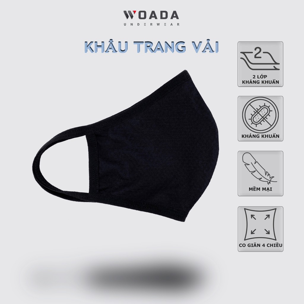 [COMBO 3] Khẩu Trang Vải Chất Liệu Polyamide Cao Cấp Thoáng Khí Thương Hiệu WOADA LKKT02