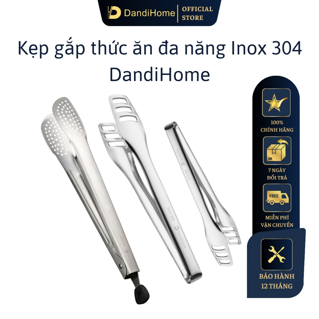 Kẹp gắp thức ăn đa năng inox 304 DandiHome
