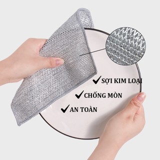 Set 3 Giẻ Lau Bếp Dây Kim Loại Lau Bồn Rửa Chén Cọ Rửa Xoong Nồi Chén Bát, Tấm Cọ Rửa Đa Năng Không Mài Mòn 88452