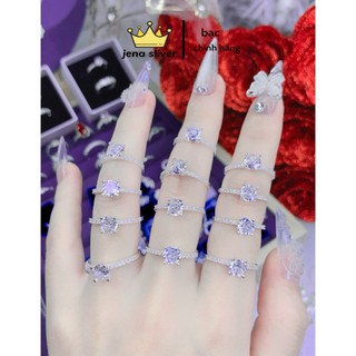 nhẫn nữ 4 chấu đính đá , hạt đá 5li sáng lấp lánh , bạc 925 - jena sliver
