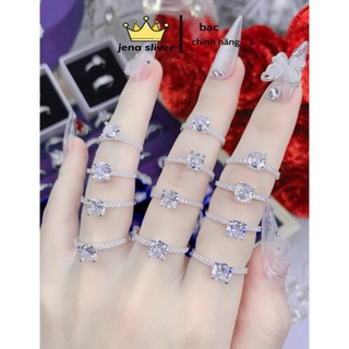 nhẫn nữ 4 chấu đính đá , hạt đá 5li sáng lấp lánh , bạc 925 - jena sliver