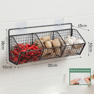 Kệ để đồ nhà bếp 1, 2,3 ngăn dán tường đa năng, giá đựng gia vị hành tỏi treo tường chia ngăn.