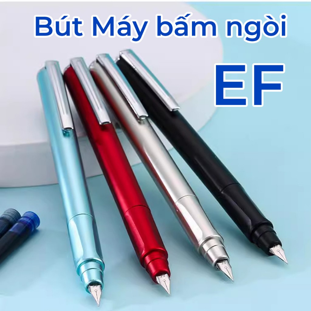 4 Bút Máy Bấm Ngòi EF-Ngòi Nét Chữ Tiêu Chuẩn 0.38 mm Phù Hợp Với Các Bé Học Tiểu Học Từ Lớp 1 Tới Lớp 5.