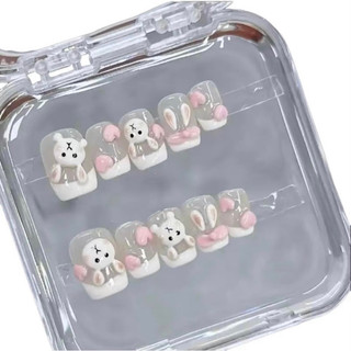 Nailbox thiết kế thủ công nặn gel nổi thỏ form ngắn được đổi form