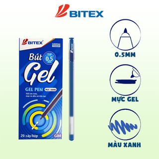 Combo 05 Bút gel Bitex mực xanh, đen, đỏ G04