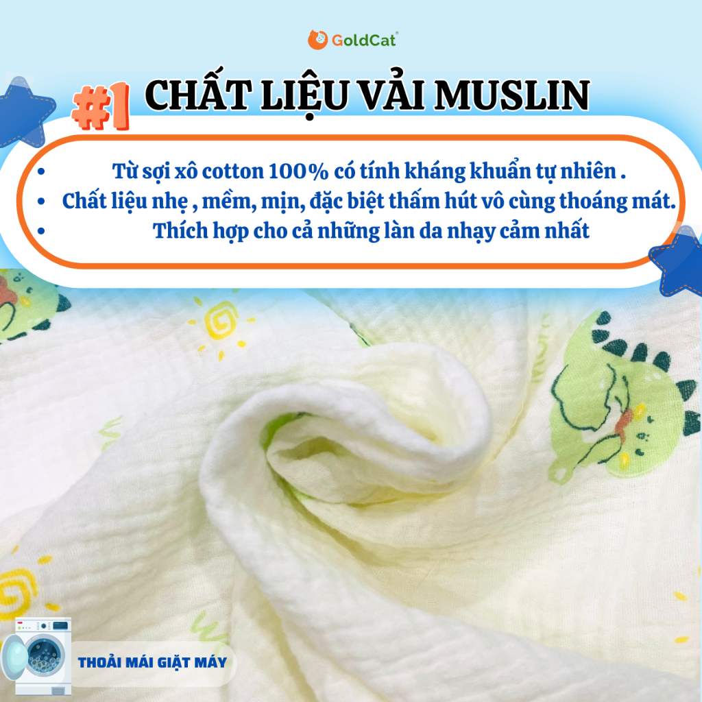 Ảnh Ga Cũi Cho Bé GOLDCAT GCC Chất Liệu Cotton Mềm Mát Dùng Cho Đệm Dày 5-10cm, Giặt Máy Thoải Mái 3