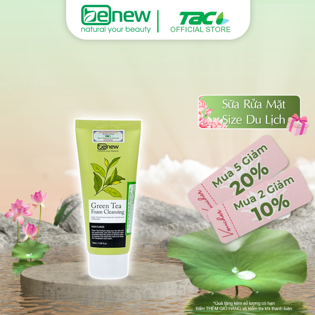 Ảnh Sữa Rửa Mặt Trà Xanh Cao Cấp Benew Green Tea Foam Cleansing 100ml 1
