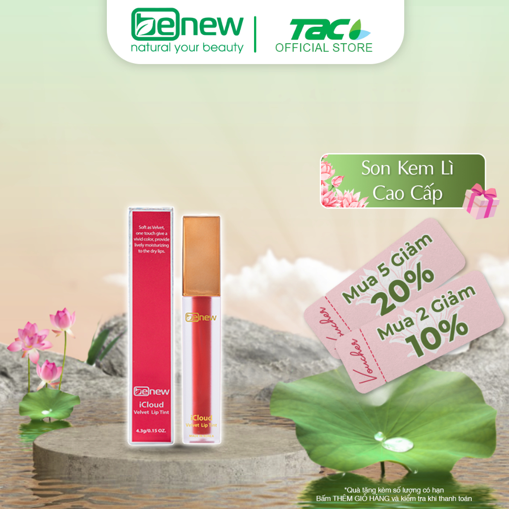 Ảnh Son kem lì dưỡng ẩm lôi trôi 4 màu tự nhiên Benew iCloud Velvet Lip Tint TAC 1