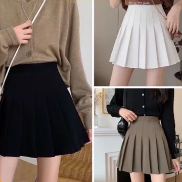 Chân váy xếp ly tennis chân váy xoè xếp ly có lót trong chất tuyết mưa cạp lưng cao màu đen nâu trắng mặc M12