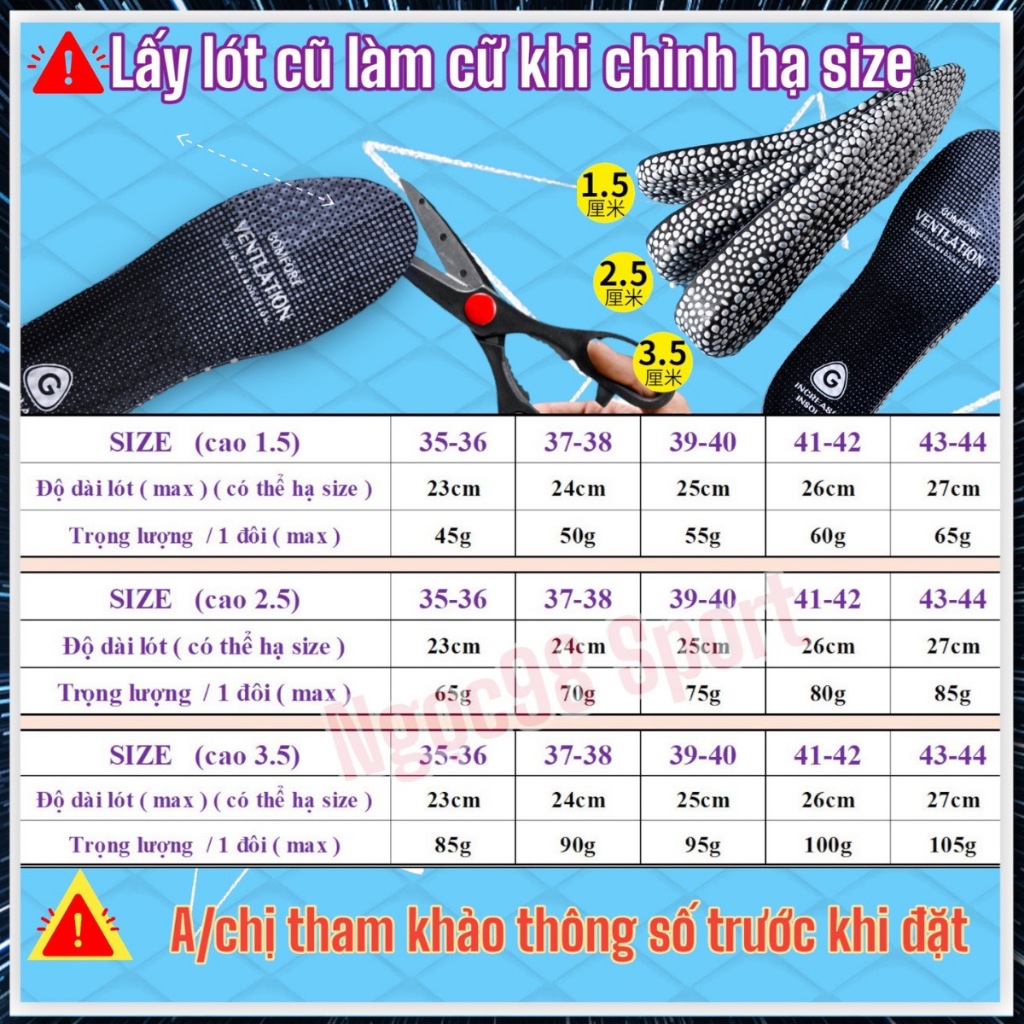 Lót giày tăng chiều cao nam nữ cao cấp chất liệu Boost nhẹ êm thoáng đàn hồi tốt không biến dạng