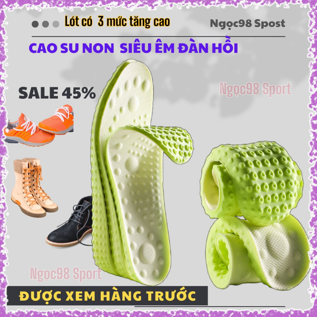 Miếng Lót Giày Tăng Chiều Cao Công nghệ mới massa cao su non Chống Sốc Thoáng Khí Dành Cho Nam Và Nữ