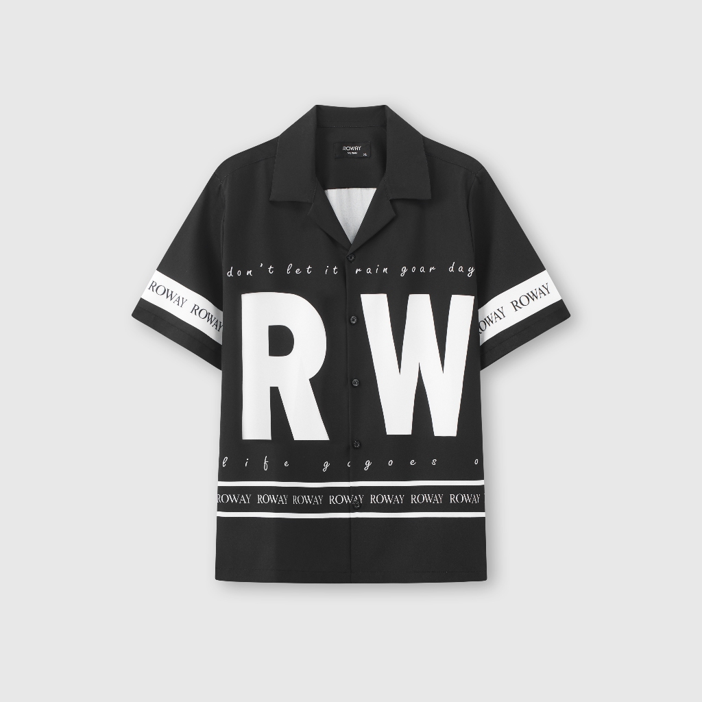 Áo sơ mi nam ROWAY vải lụa, Sơ mi họa tiết chữ RW | Shopee Việt Nam