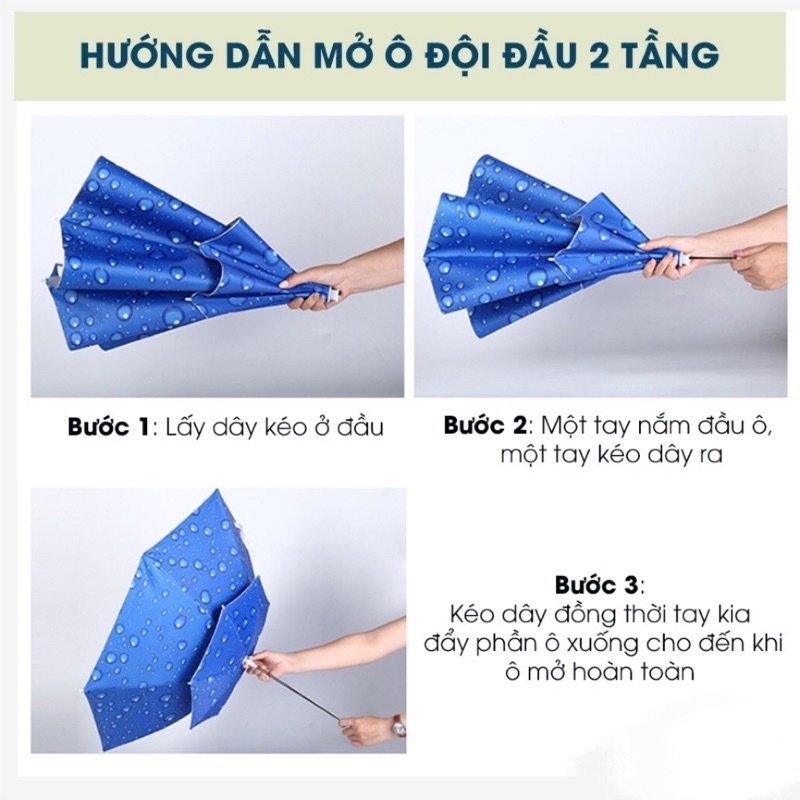 Ô Dù Đội Đầu 2 Tầng Che Nắng Che Mưa – Dành Cho Câu Cá, Làm Vườn, Du Lịch Ngoài Trời – Nhẹ, Gấp Gọn, Có Dây Đeo Cố Định