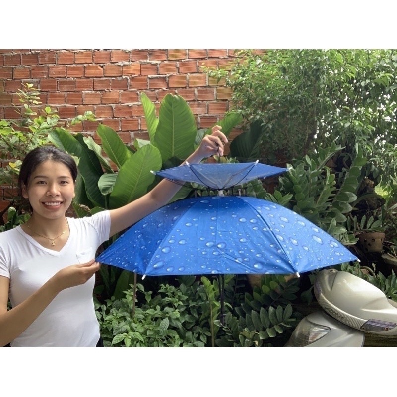 Ô Dù Đội Đầu 2 Tầng Che Nắng Che Mưa – Dành Cho Câu Cá, Làm Vườn, Du Lịch Ngoài Trời – Nhẹ, Gấp Gọn, Có Dây Đeo Cố Định