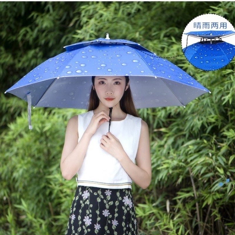 Ô Dù Đội Đầu 2 Tầng Che Nắng Che Mưa – Dành Cho Câu Cá, Làm Vườn, Du Lịch Ngoài Trời – Nhẹ, Gấp Gọn, Có Dây Đeo Cố Định