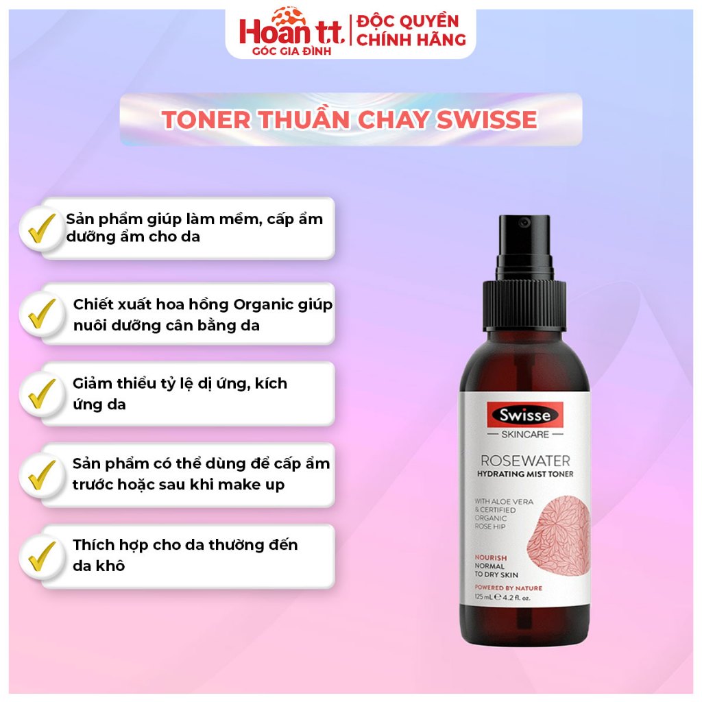 Ảnh Toner Xịt Khoáng Dưỡng Ẩm Da Swisse SC Rosewater Hydrating Mist Tone- Nước Hoa Hồng Dưỡng Da Chăm Sóc Và Giúp Tái Tạo Da 1