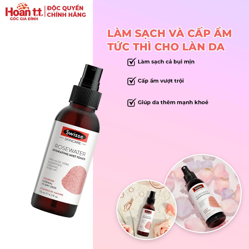 Ảnh Toner Xịt Khoáng Dưỡng Ẩm Da Swisse SC Rosewater Hydrating Mist Tone- Nước Hoa Hồng Dưỡng Da Chăm Sóc Và Giúp Tái Tạo Da 2