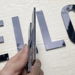 Chữ Alu Đen Bóng Gương 10cm dày 3mm T1 font In Hoacó chân trang trí dán tường - biển quảng cáo