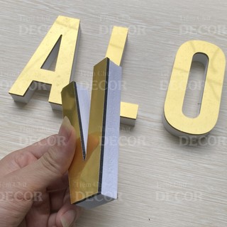 Chữ Nổi Vàng Gương 10cm dày 15mm T1 In Hoa Dán Tường Trang Trí Tiệm - Chữ 3D Decor Biển quảng cáo Chất Liệu Fomex Alu