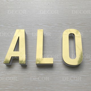 Chữ Nổi Vàng Gương 10cm dày 15mm T1 In Hoa Dán Tường Trang Trí Tiệm - Chữ 3D Decor Biển quảng cáo Chất Liệu Fomex Alu