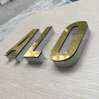 Chữ Nổi Vàng Gương 10cm dày 15mm T1 In Hoa Dán Tường Trang Trí Tiệm - Chữ 3D Decor Biển quảng cáo Chất Liệu Fomex Alu