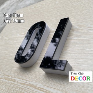 Chữ Nổi Đen Gương 10cm dày 15mm T1 In Hoa Dán Tường Trang Trí Tiệm - Chữ 3D Decor Biển quảng cáo Chất Liệu Fomex Alu