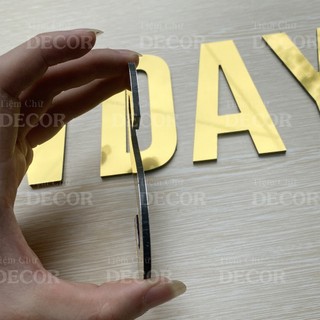 Chữ Alu Vàng Gương 10cm dày 3mm T1 In Hoa trang trí dán tường - biển quảng cáo