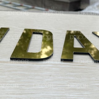 Chữ Alu Vàng Gương 10cm dày 3mm T1 In Hoa trang trí dán tường - biển quảng cáo