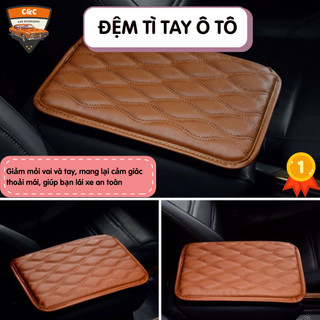 Miếng đệm tì tay ô tô bọc da cao cấp. Tấm đệm da lót hộp tì tay ô tô chống mỏi - chống bám bụi
