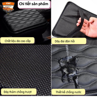 Miếng đệm tì tay ô tô bọc da cao cấp. Tấm đệm da lót hộp tì tay ô tô chống mỏi - chống bám bụi