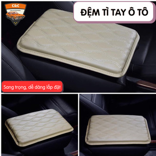 Miếng đệm tì tay ô tô bọc da cao cấp. Tấm đệm da lót hộp tì tay ô tô chống mỏi - chống bám bụi