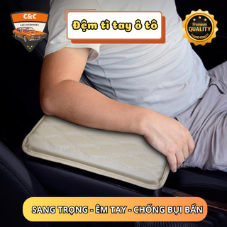 Miếng đệm tì tay ô tô bọc da cao cấp. Tấm đệm da lót hộp tì tay ô tô chống mỏi - chống bám bụi