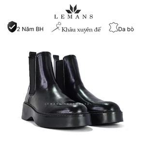 Giày nam Chunky CHELSEA Boots Lemans TB02.2 - đế cao su tăng cao 5cm, Da bò, BH 24T