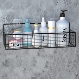 Kệ lưới treo tường nhà tắm hình chữ nhật, kệ đựng gia vị nhà bếp không cần khoan bằng sắt phun sơn tĩnh điện.
