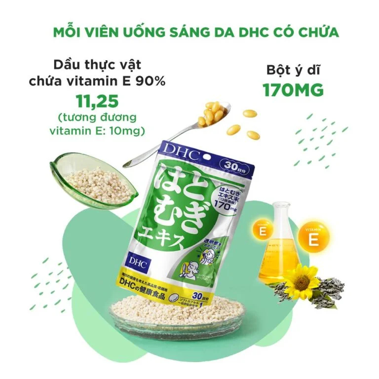 Viên uống sáng da DHC Nhật Bản Adlay Extract, gói 30 viên, 30 ngày