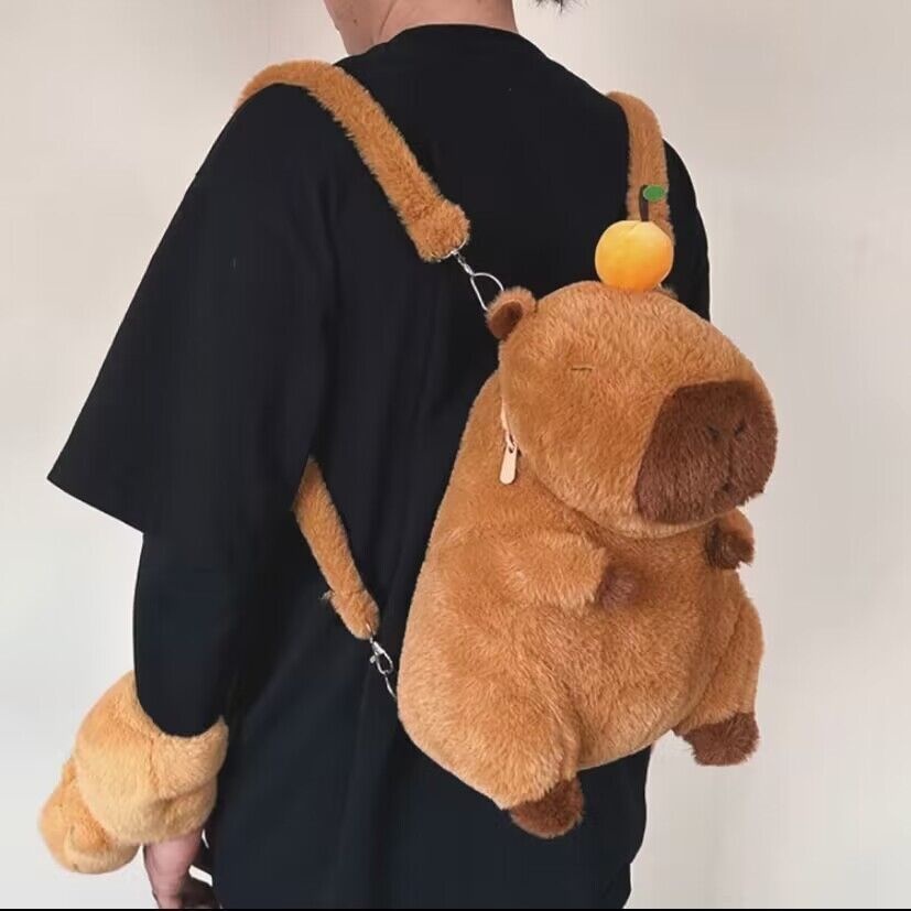 Balo đeo vai cappybara dễ thương lông mềm mịn cho nam nữ
