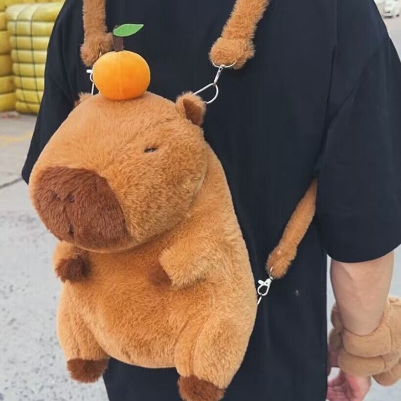 Balo đeo vai cappybara dễ thương lông mềm mịn cho nam nữ