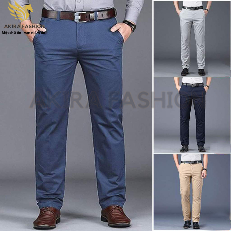 Combo 2 quần kaki nam trung niên cao cấp ống suông đẹp vải dày form chuẩn Akira