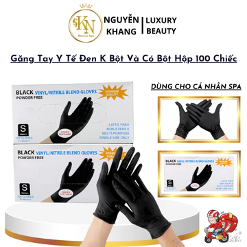 Găng Tay Y Tế Bột Có Bột Hộp 100 Chiếc Bao Tay Y Tế Đen Trắng Xanh Chuyên Dùng Trong Spa ,Thẩm Mỹ Viện.