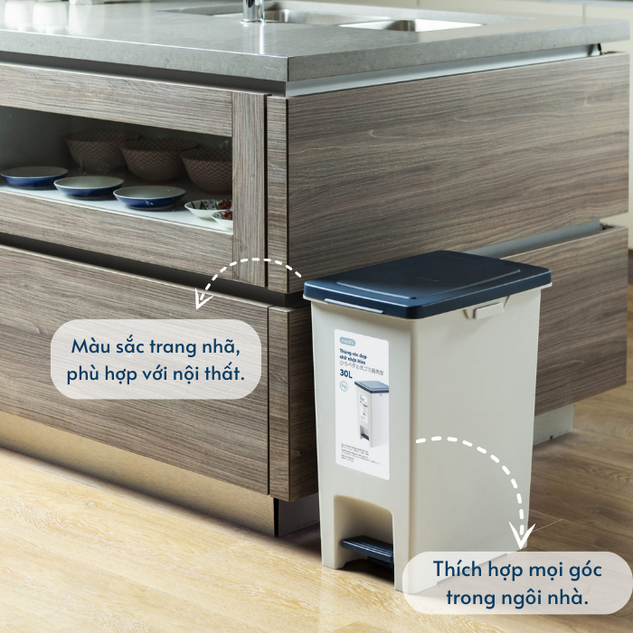 Thùng rác đạp chữ nhật, thùng rác văn phòng Hiro có lõi dung tích 10L/15l/20L/30L - CHÍNH HÃNG INOCHI