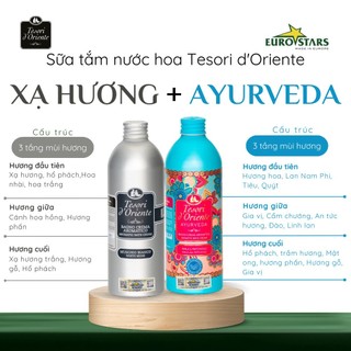 Combo 2 chai Sữa Tắm nước hoa Tesori d'Oriente chính hãng 500ml kèm vòi nhập khẩu trực tiếp từ Ý