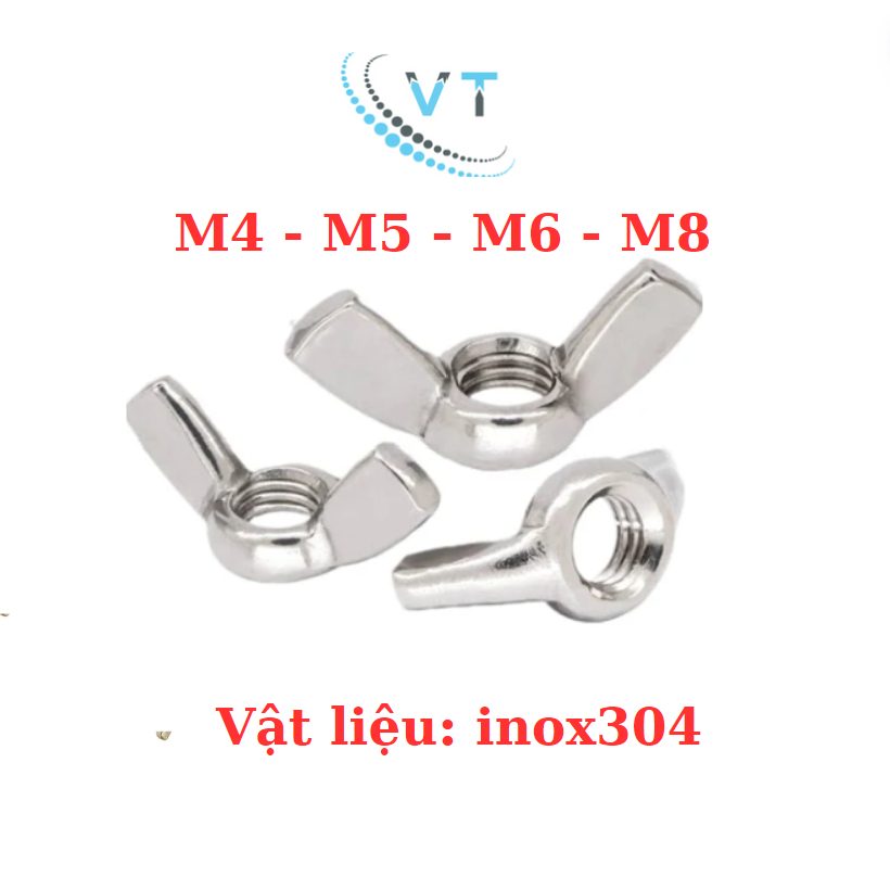 Tán chuồn vặn tay INOX 304 - Đai ốc cánh bướm các loại M4 M5 M6 M8( túi 50 con)