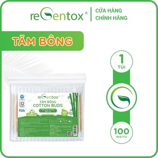 Tăm Bông Thân Tre Bảo Vệ Môi Trường Regentox Túi Zipper 100 Que/Túi Bông Cotton Tự Nhiên An Toàn Cho Sức Khỏe Cả Nhà