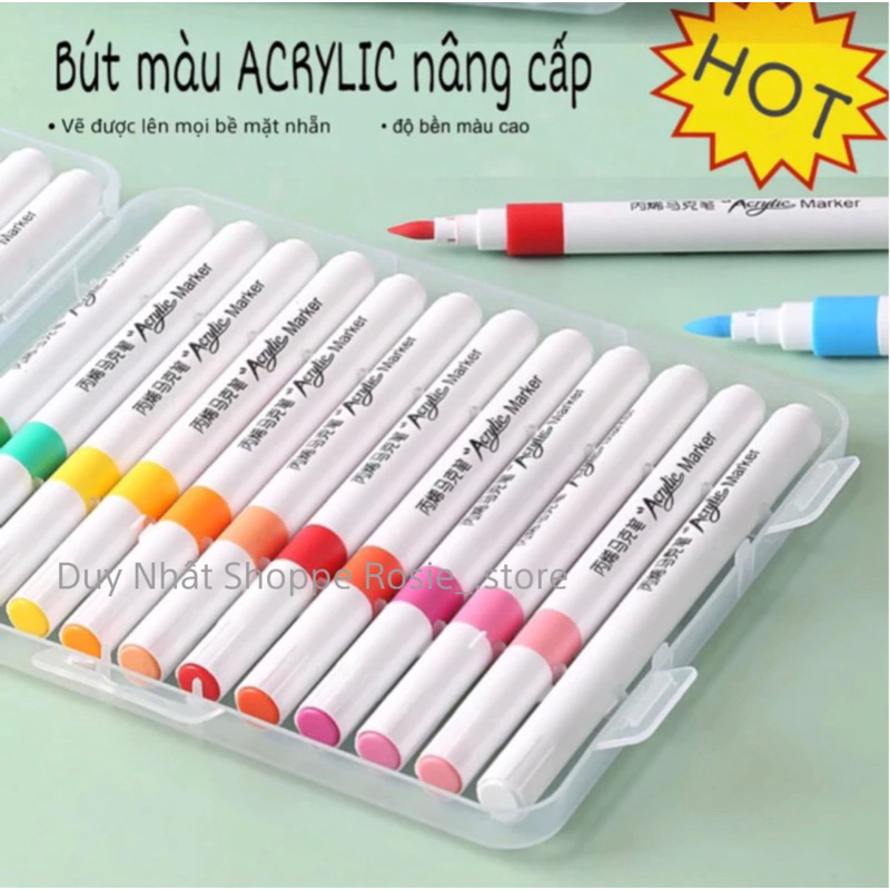 Bút Màu Acrylic Marker 12 24 36 48 60 Vẽ Trên Mọi Chất Liệu Màu Vẽ Cao Cấp Màu Sắc Tươi Sáng - PUPU HOUSE