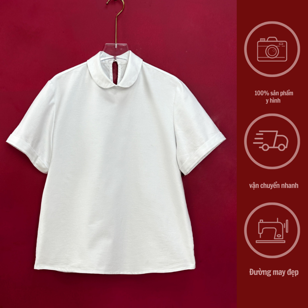 GINKO CLOTHING_ Sơ mi cổ sen Clean Girl, chất liệu thô Oxford kháng khuẩn dày dặn_phong cách Hàn Quốc trẻ trung_SM2405