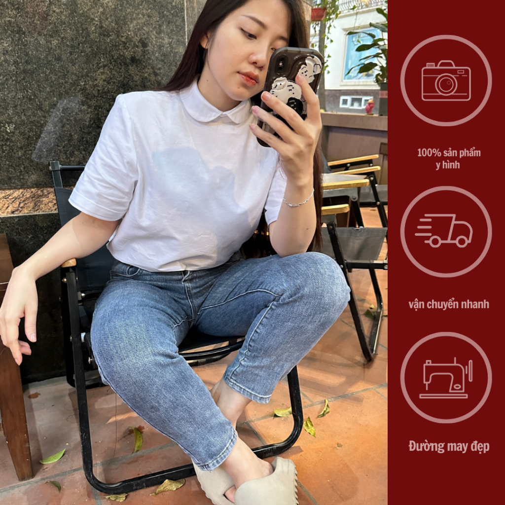 GINKO CLOTHING_ Sơ mi cổ sen Clean Girl, chất liệu thô Oxford kháng khuẩn dày dặn_phong cách Hàn Quốc trẻ trung_SM2405