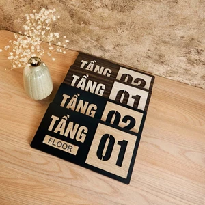 Bảng gỗ chỉ dẫn số tầng (floor) cắt laser chữ nổi 3D dán tường decor trang trí nhà nghỉ khách sạn in theo yêu cầu